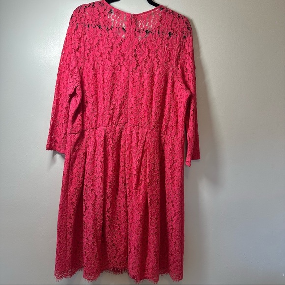 Eloquii Plus Size Pink Lined Lace Dress - Picture 3 of 10